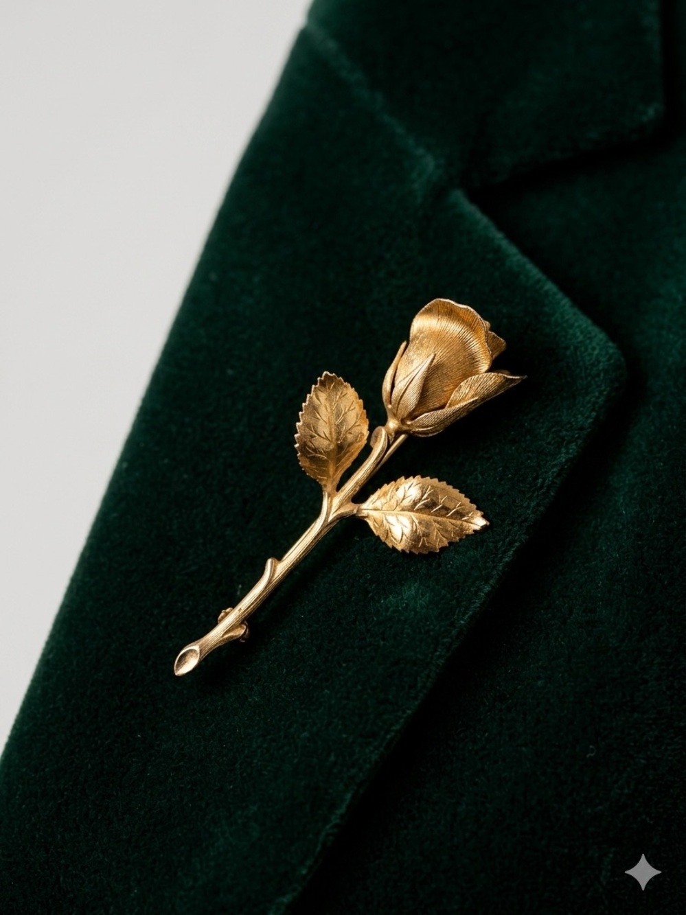 Vintage Giovanni Style Gold Tone Rose Brooch Pin Unsigned 1960s